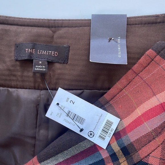 LIMITED Orange Black Fall Autumn Winter Plaid A-line Skirt Size 2, New with Tags - Picture 3 of 7